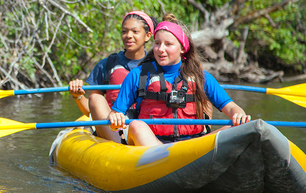 two girls in a kayak