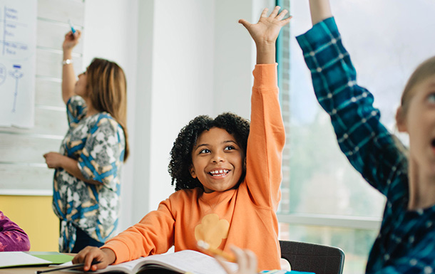 girl raising hand